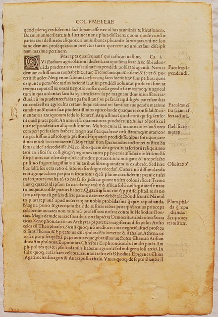 Image for Printed Leaf from: Scriptores rei rusticae....