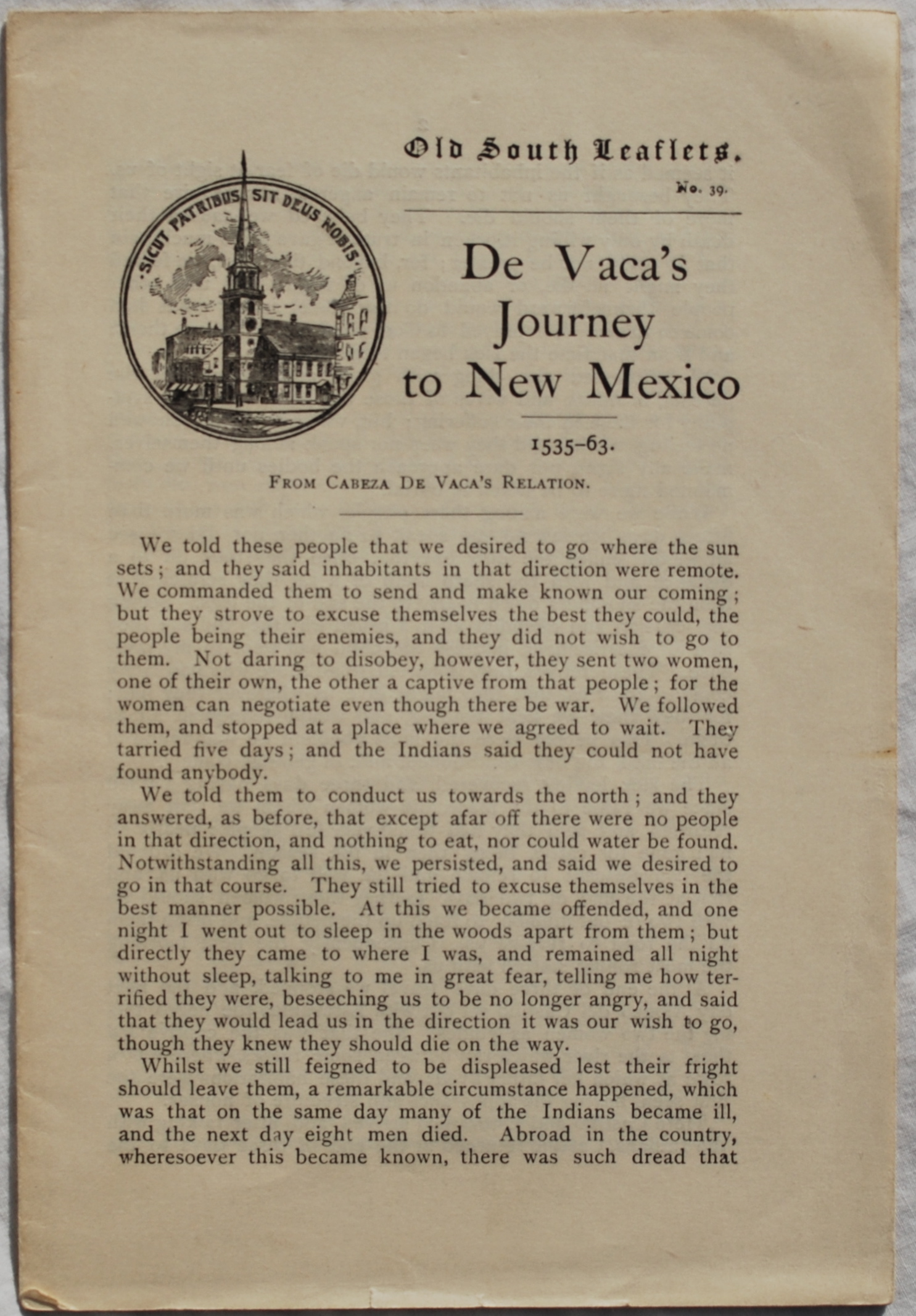 Image for Da Vaca's Journey to New Mexico, 1535-63.