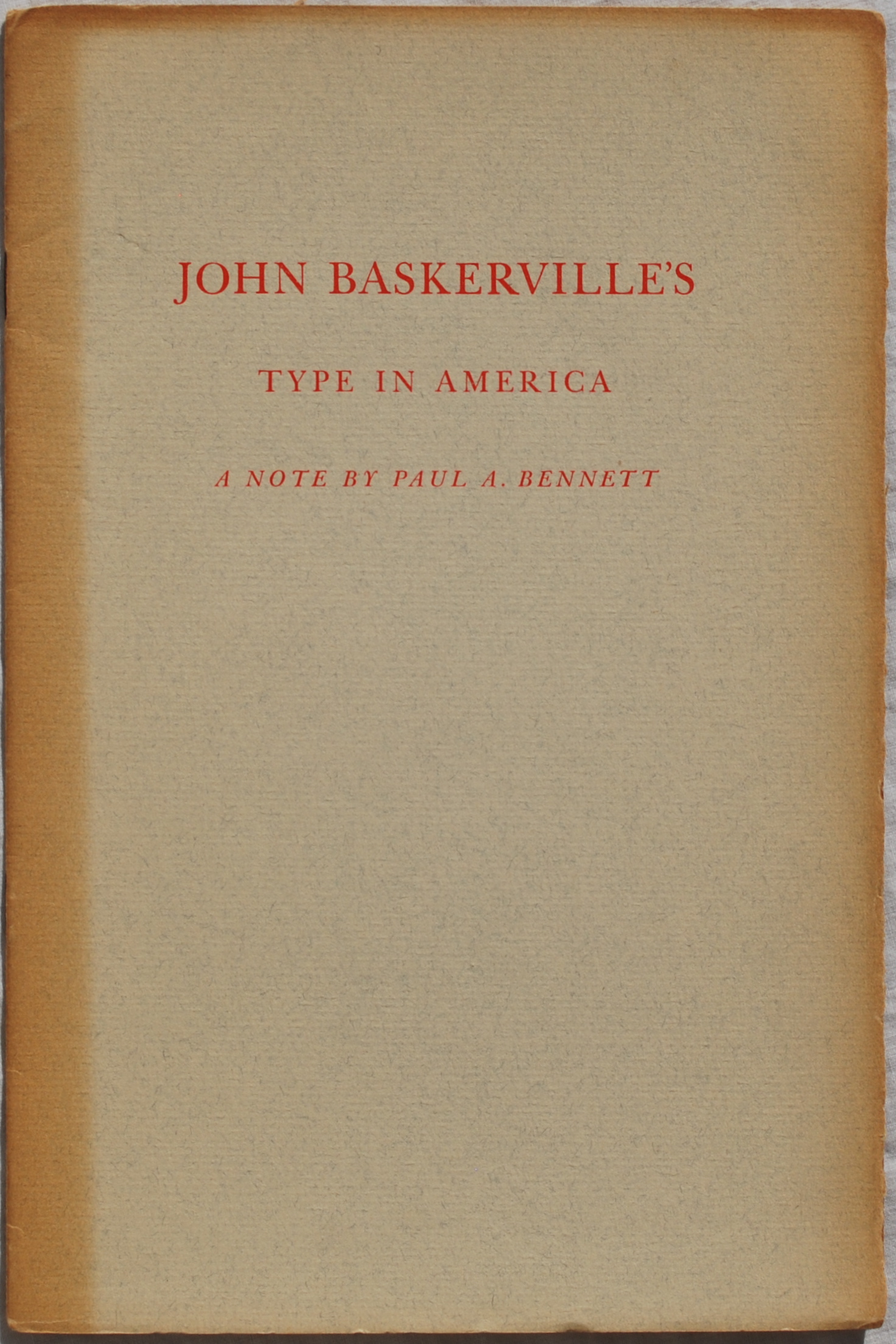 Image for John Baskerville's Type in America: A note by...