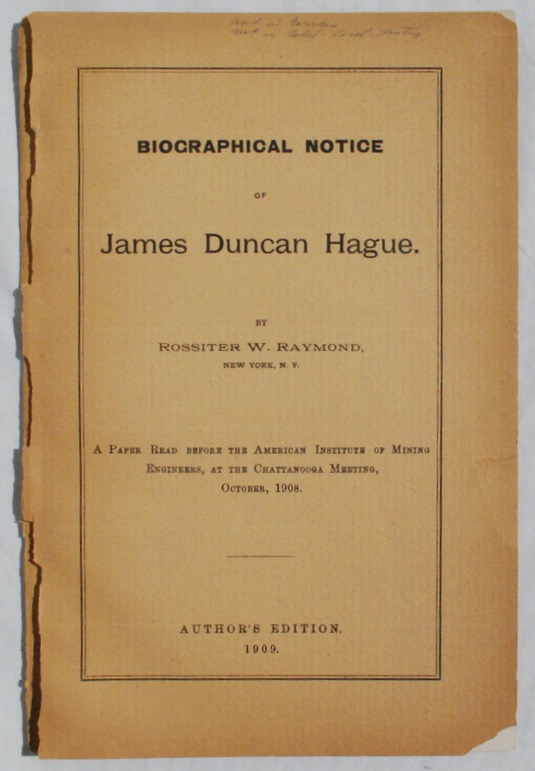 Biographical Notice of James Duncan Hague. Image for Biographical Notice of James Duncan Hague.