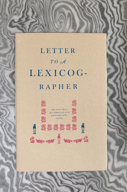 Letter to a Lexicographer