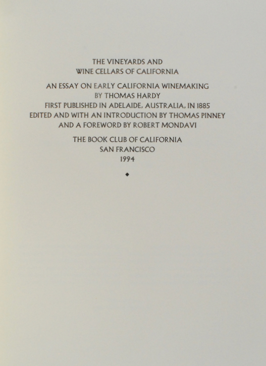 The Vineyards And Wine Cellars Of California An Essay On Early The Vineyards And Wine Cellars Of California An Essay On Early California Winemaking By Thomas Hardy First Published In Adelaide Australia In Essays On Science And Technology also Persuasive Essay Paper Thesis Essay Topics