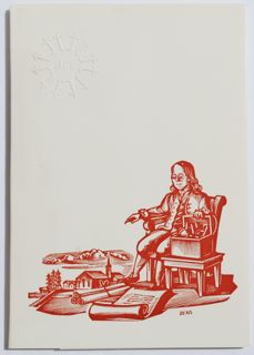 Image for B. Franklin, Innovator. Poor Richard was a sort of historical Crusoe, prepared to new-make everything, inventive, ingenius, resourceful, competent, the living symbol of a society of Robinson Crusoes. Wood engravings by John DePol