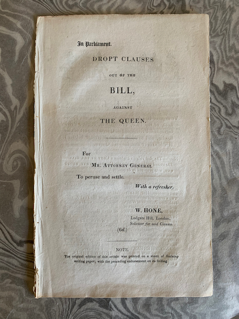 In Parliament. Dropt Clauses out of the Bill, Against the Queen. For Mr. Attorney general to peruse and settle. With a refresher