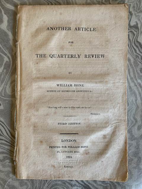 Another Article for the Quarterly Review by William Hone
